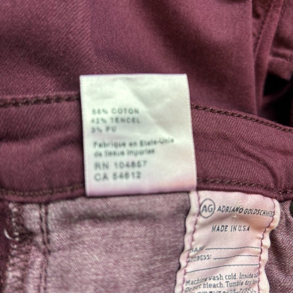 NEW AG Adriano Goldschmied Burgundy Slim Straight‎ The Stevie Ankle Size 27 - Picture 11 of 13